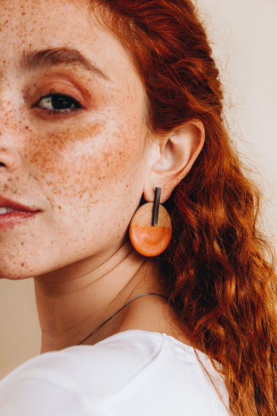 Vera Earrings | Organge & Rhodium