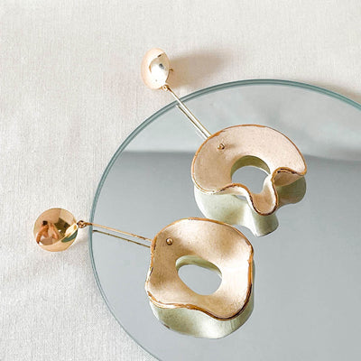 Ana Earrings | Porcelain & Gold