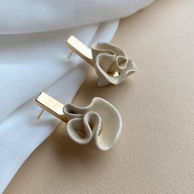 Porcelain & Gold Drop Earrings