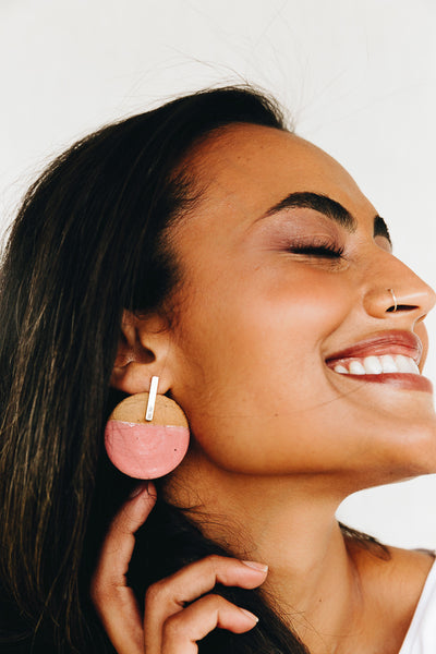 Amanda Asymmetric Earrings | Carnation Pink