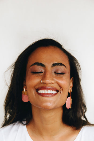 Amanda Asymmetric Earrings | Carnation Pink