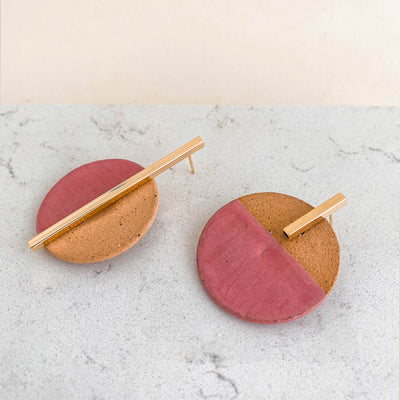 Amanda Asymmetric Earrings | Carnation Pink